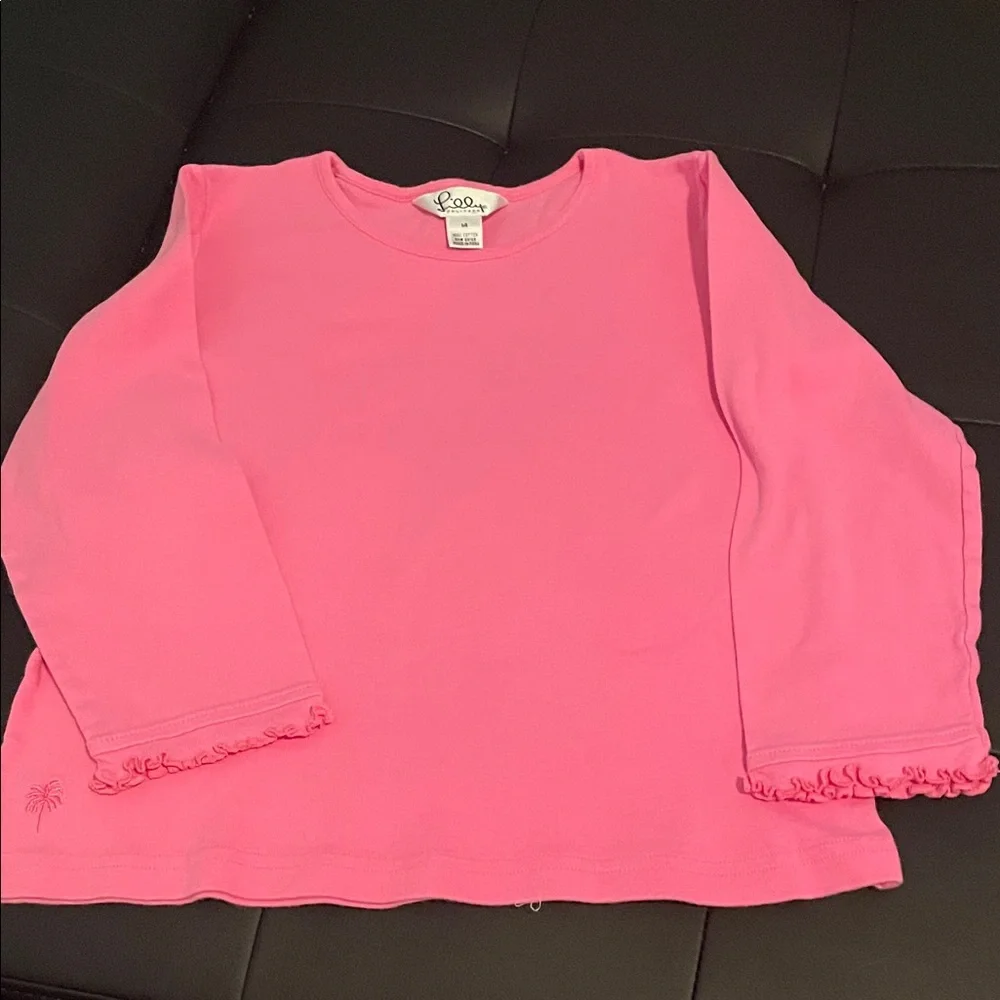 Lilly Pulitzer Two Tops Vibrant Pink Long Sleeve and short sleeve Tees size 14